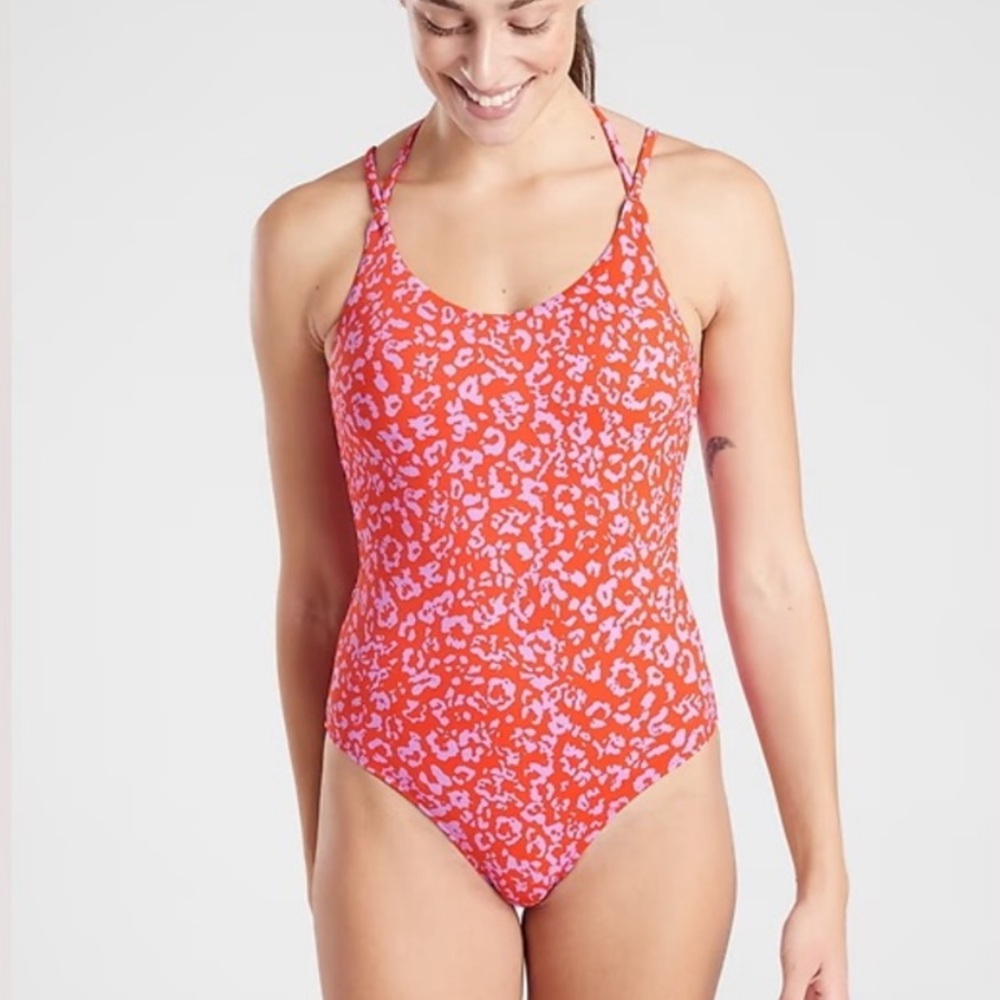 NWOT New Athleta leopard keyhole one piece swim Sz M Medium